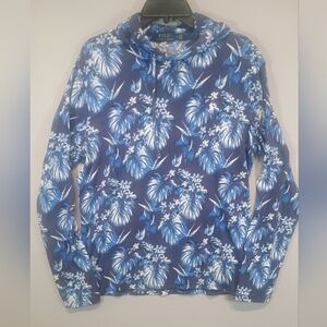 Polo Ralph Lauren Floral Hoodie Sweatshirt Men Medium Blue Hawaiian Print Pullo